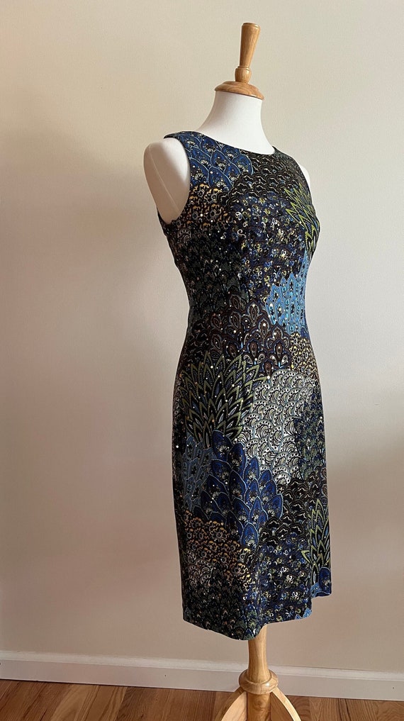 Vintage JOSEPH RIBKOFF Peacock Sequined Dress