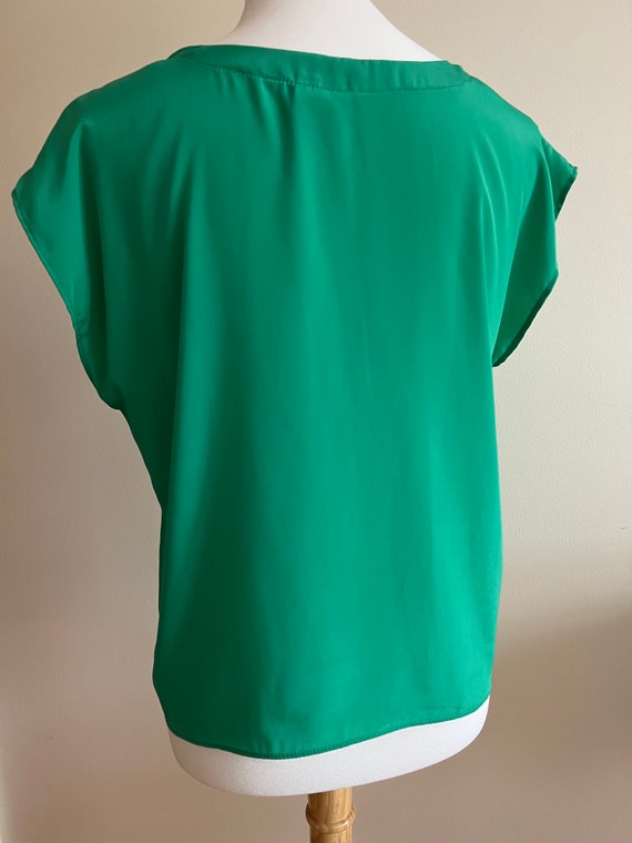 Vintage 1980s GITANO Green Cap Sleeve Silky Shirt - image 6