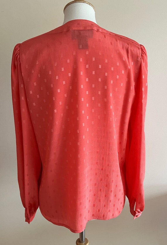 Vintage 1980s NILANI Pink Silky Long Sleeve Blouse - image 7