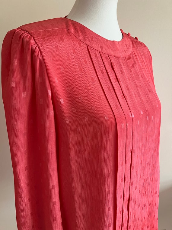 Vintage 1980s NILANI Pink Silky Long Sleeve Blouse - image 2