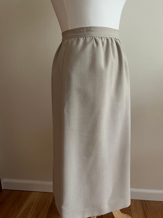 Beige A-Line Skirt With Pockets
