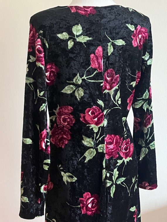Vintage 1990s MOLLY MALLOY Velvet Floral Dress - image 7