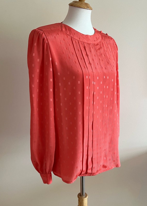 Vintage 1980s NILANI Pink Silky Long Sleeve Blouse - image 1