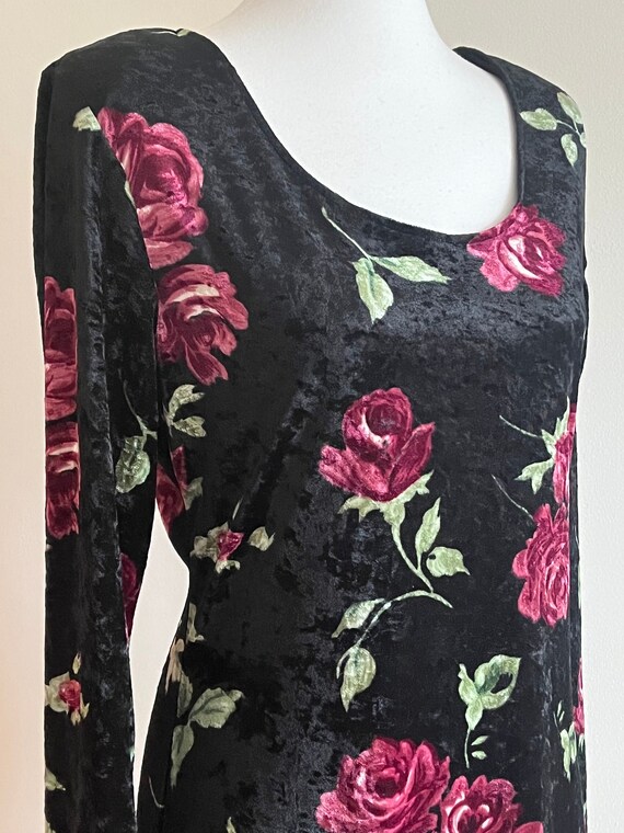 Vintage 1990s MOLLY MALLOY Velvet Floral Dress - image 2