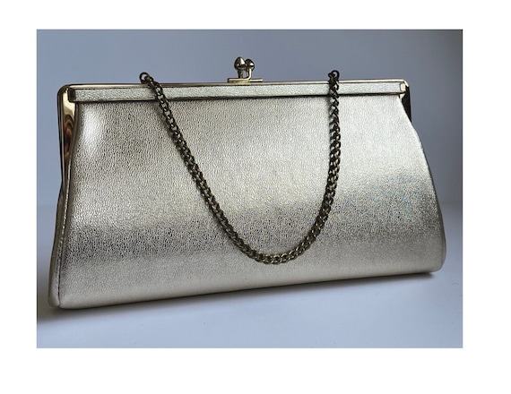 Vintage 1960s ANDE Gold Metallic Clutch Purse Evening Handbag Etsy