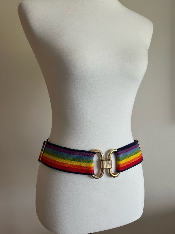 Vintage 1980s Rainbow Elastic Adjustable Belt