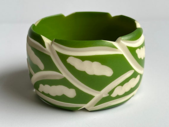 Vintage 1960s Carved Early Plastic Celluloid Lime… - image 3