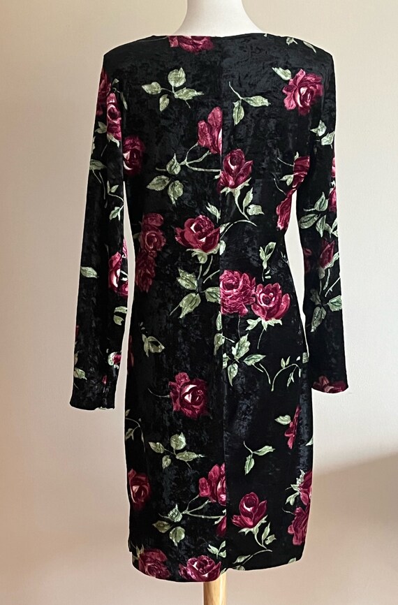 Vintage 1990s MOLLY MALLOY Velvet Floral Dress - image 8