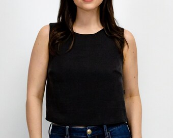 The Leah top in soft black tencel