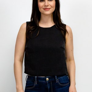 The Leah top in soft black tencel