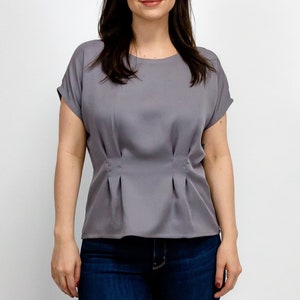 The Jacky top in grey tencel twill image 1
