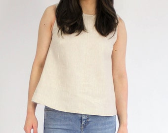 The Anne top in oatmeal linen