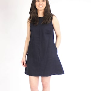 The Lauren dress in navy linen
