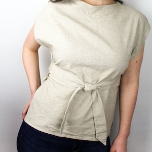 The Tania top in oatmeal linen
