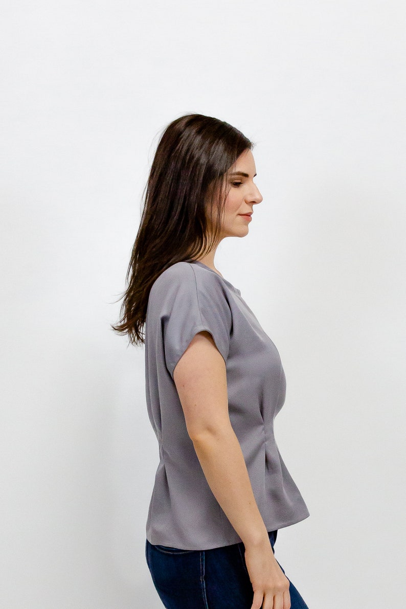 The Jacky top in grey tencel twill image 4