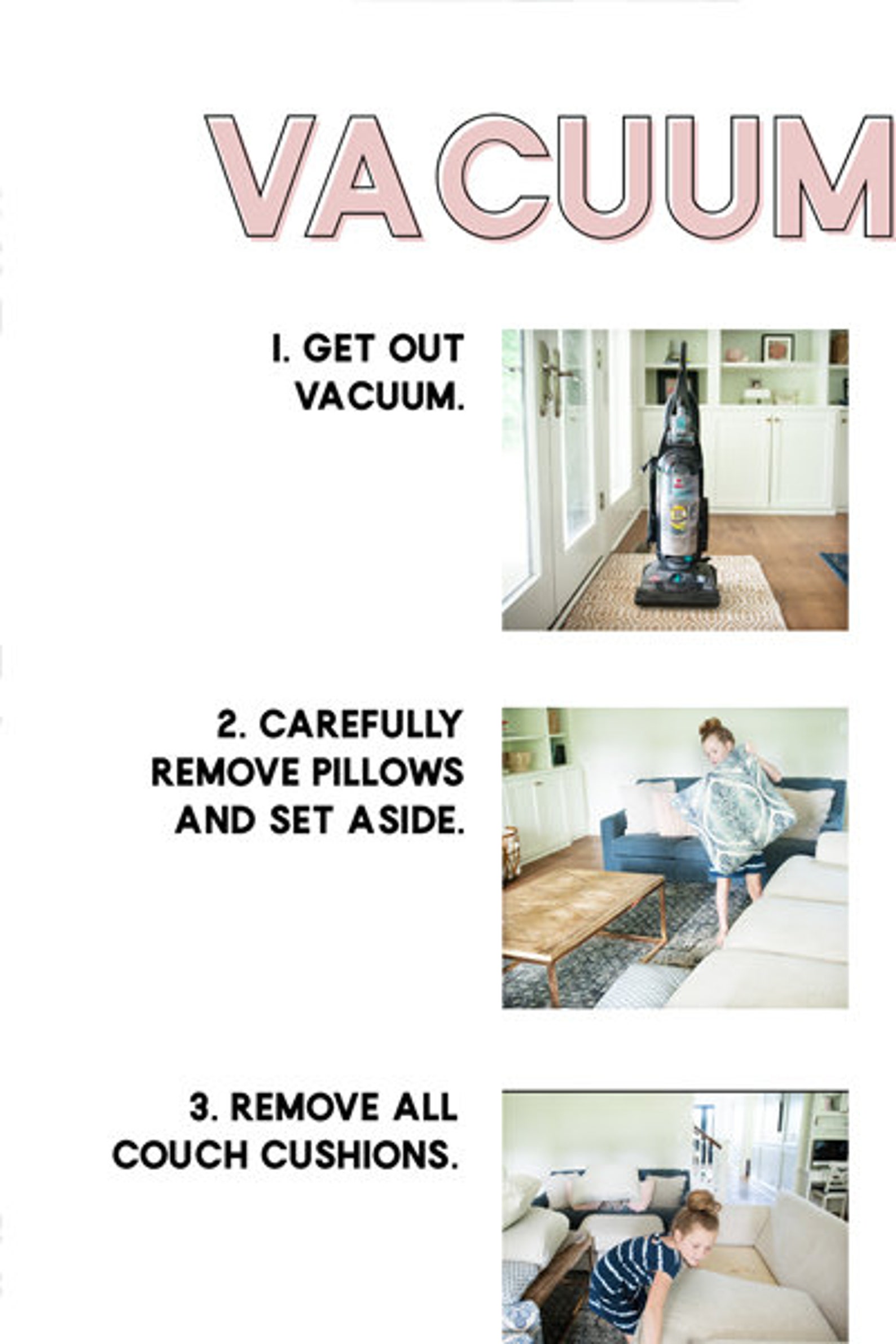 Vacuum Couch Stepbystep Visual Aid Cleaning Chore Guides Etsy