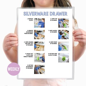 Lade voor bestek stap-voor-stap visuele hulp - schoonmaakklusgidsen - spiekbriefje - groen leven - vaardigheden onafhankelijk leven - karweikaart
