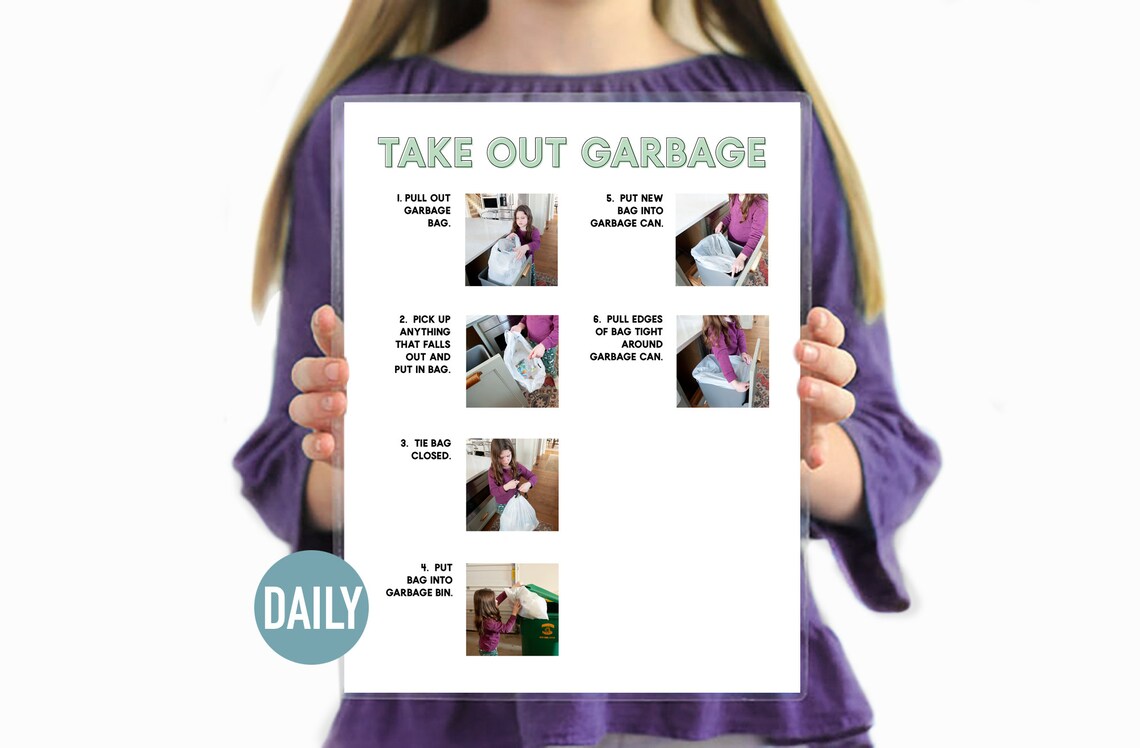 Take Out Garbage Daily Task Step by Step Chore GuideChore Etsy