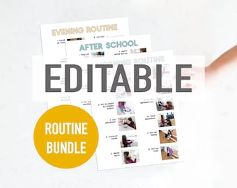 EDITABLE: All Routine Bundle- Step by Step Visual Aid Chore Guides for kids, children, and family.  ADHD stay on task helps morning, evening