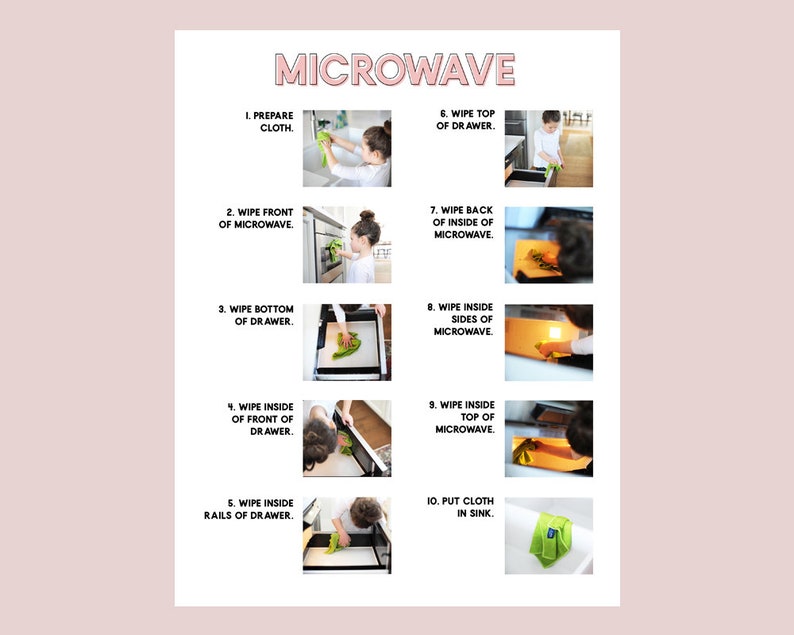 Microwave Stepbystep Chore Guides Traditional and Drawer. Etsy