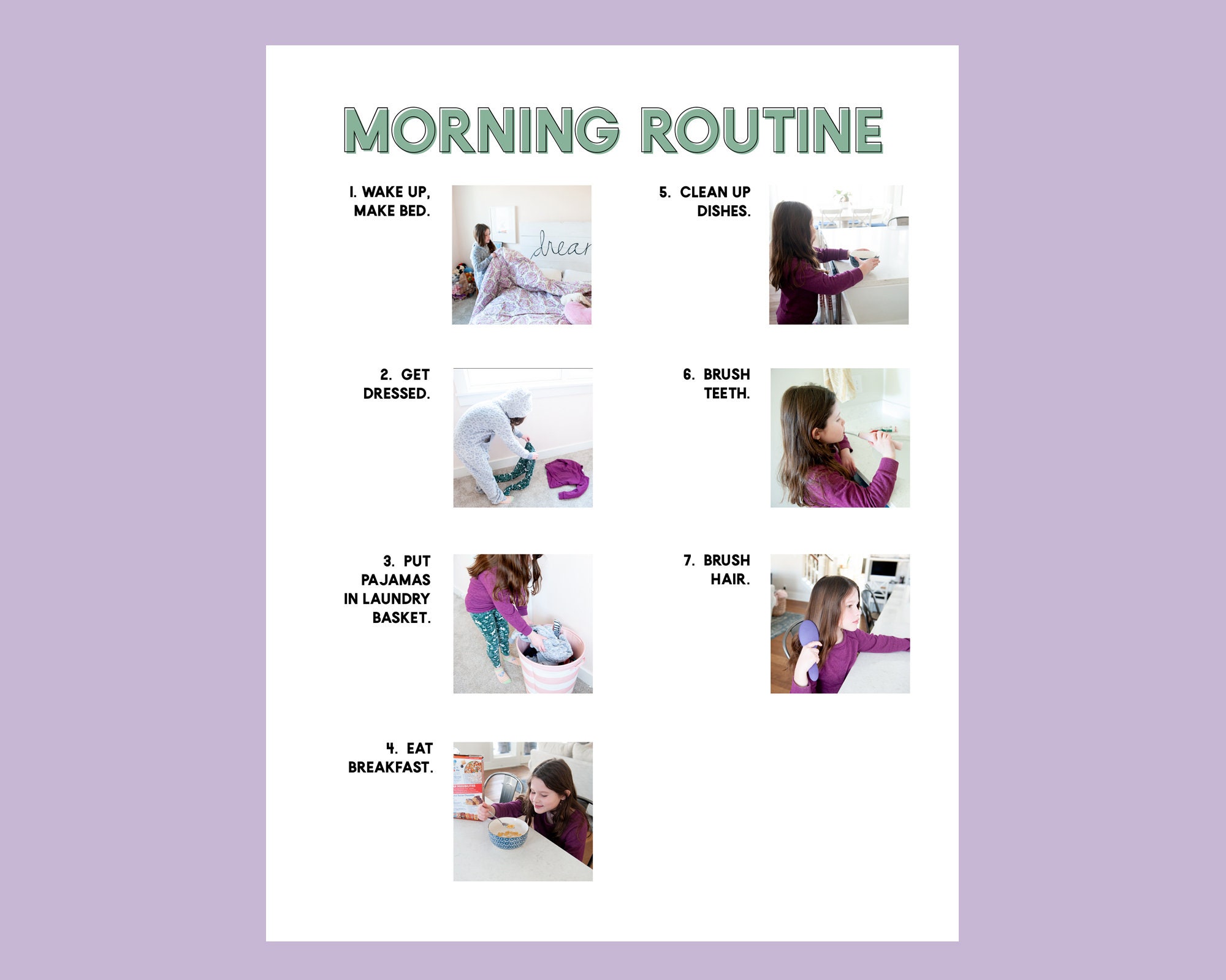 Morning Routine Step By Step Daily Chore Guide Etsy UK