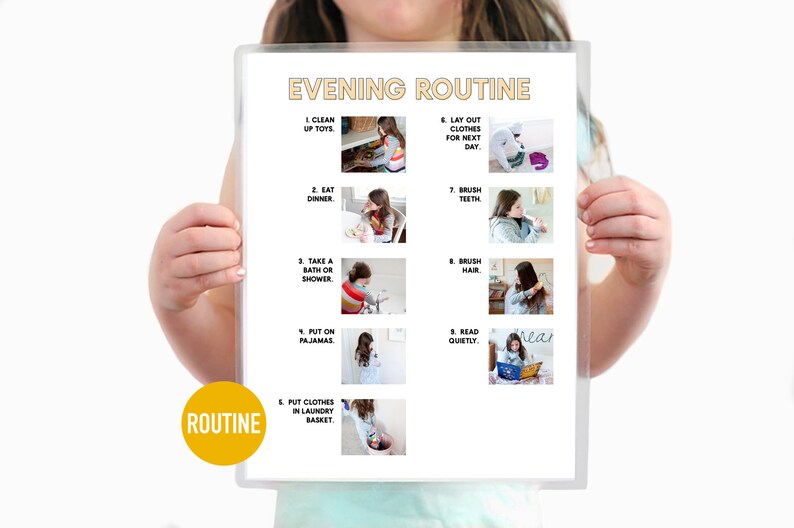 Evening Routine Daily Step by Step Visual Aid Chore Guide - Etsy