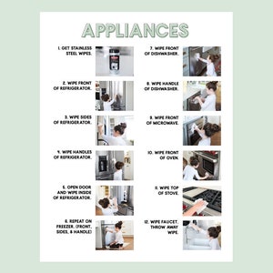 Appliances Step-by-step Visual Aid - Cleaning Chore Guides- Cheat Sheet ...