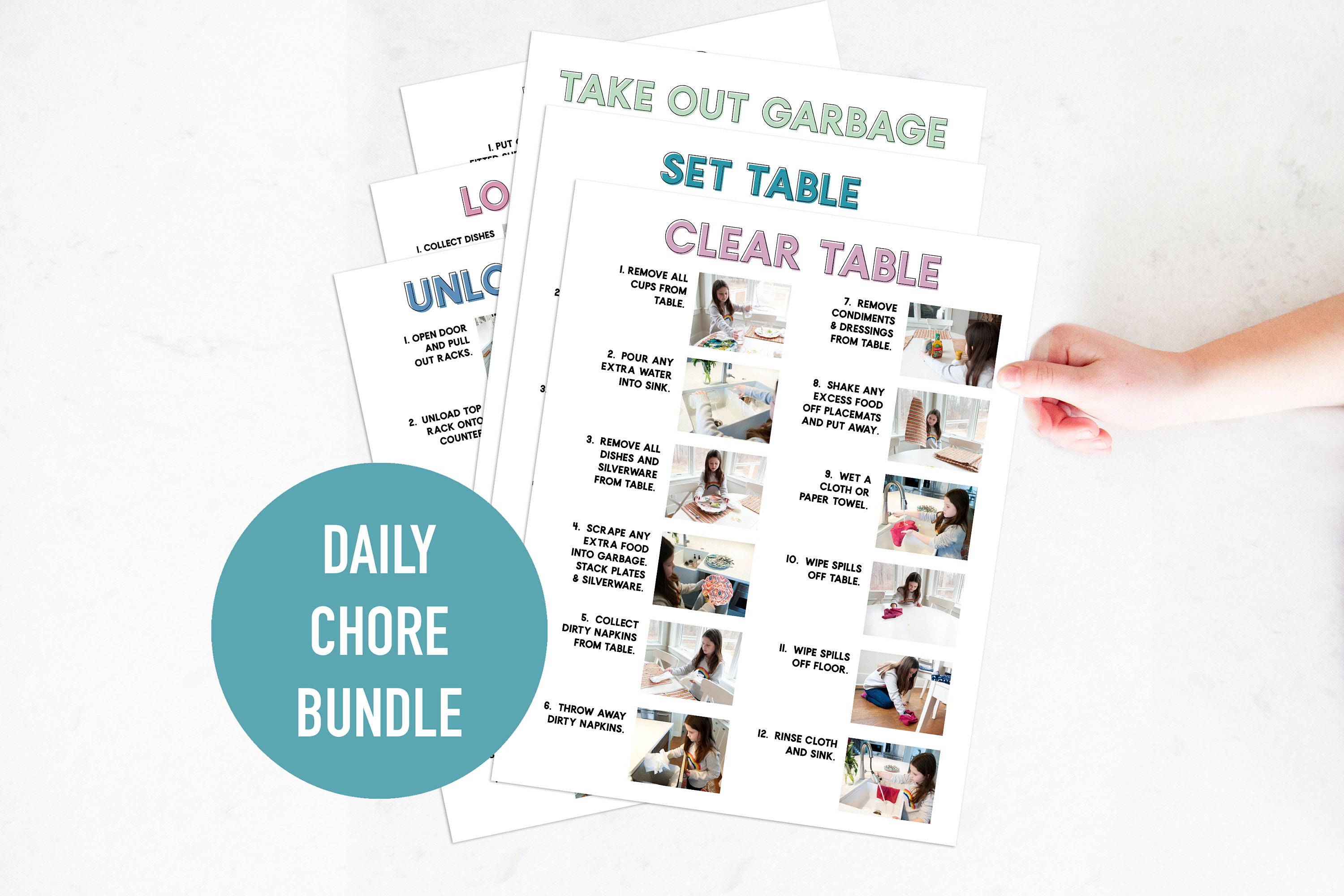 All Daily Chores Bundle: Step by Step Visual Aid Job Charts for Kids ...