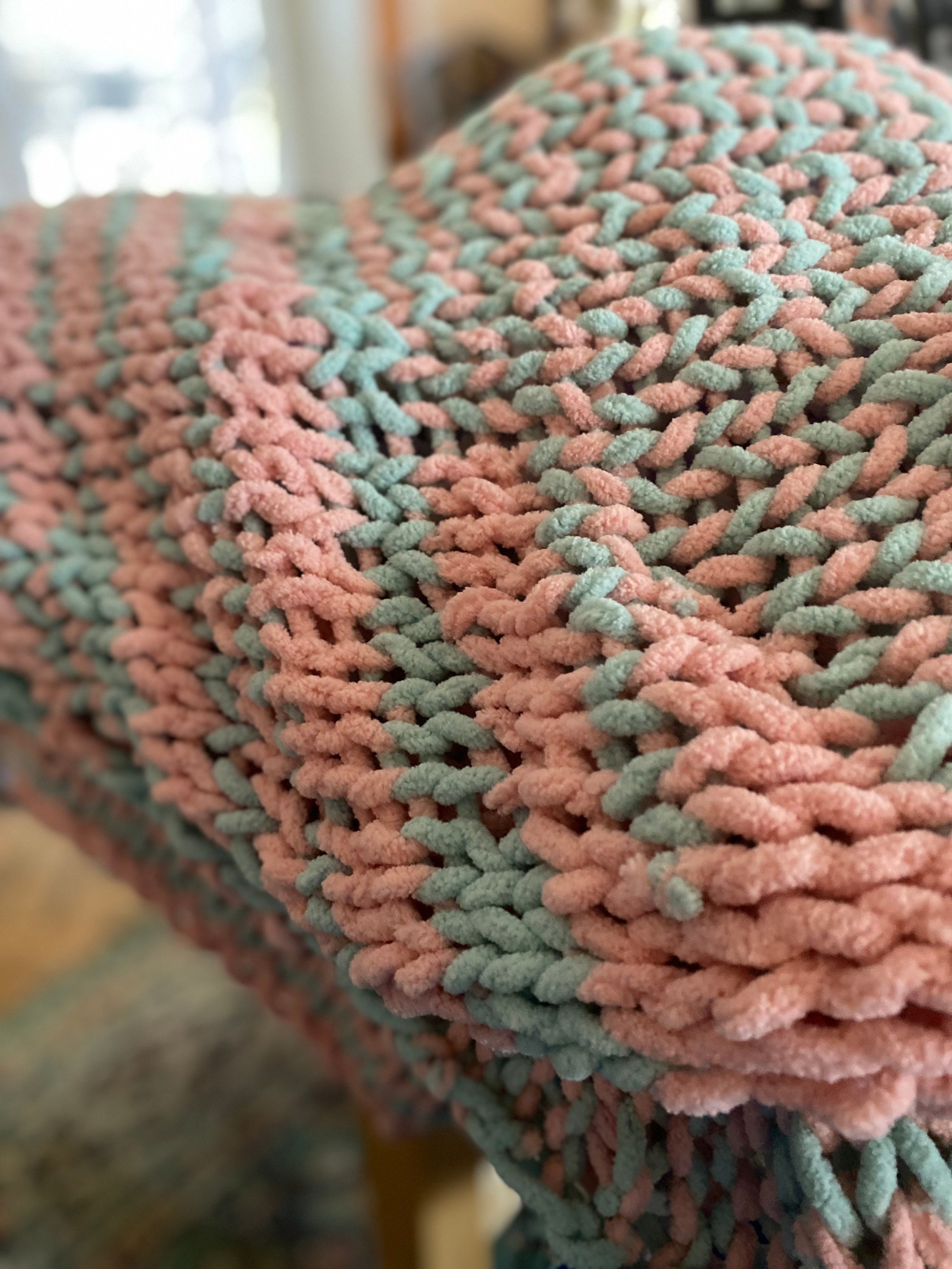 Finger Knit blanket Etsy