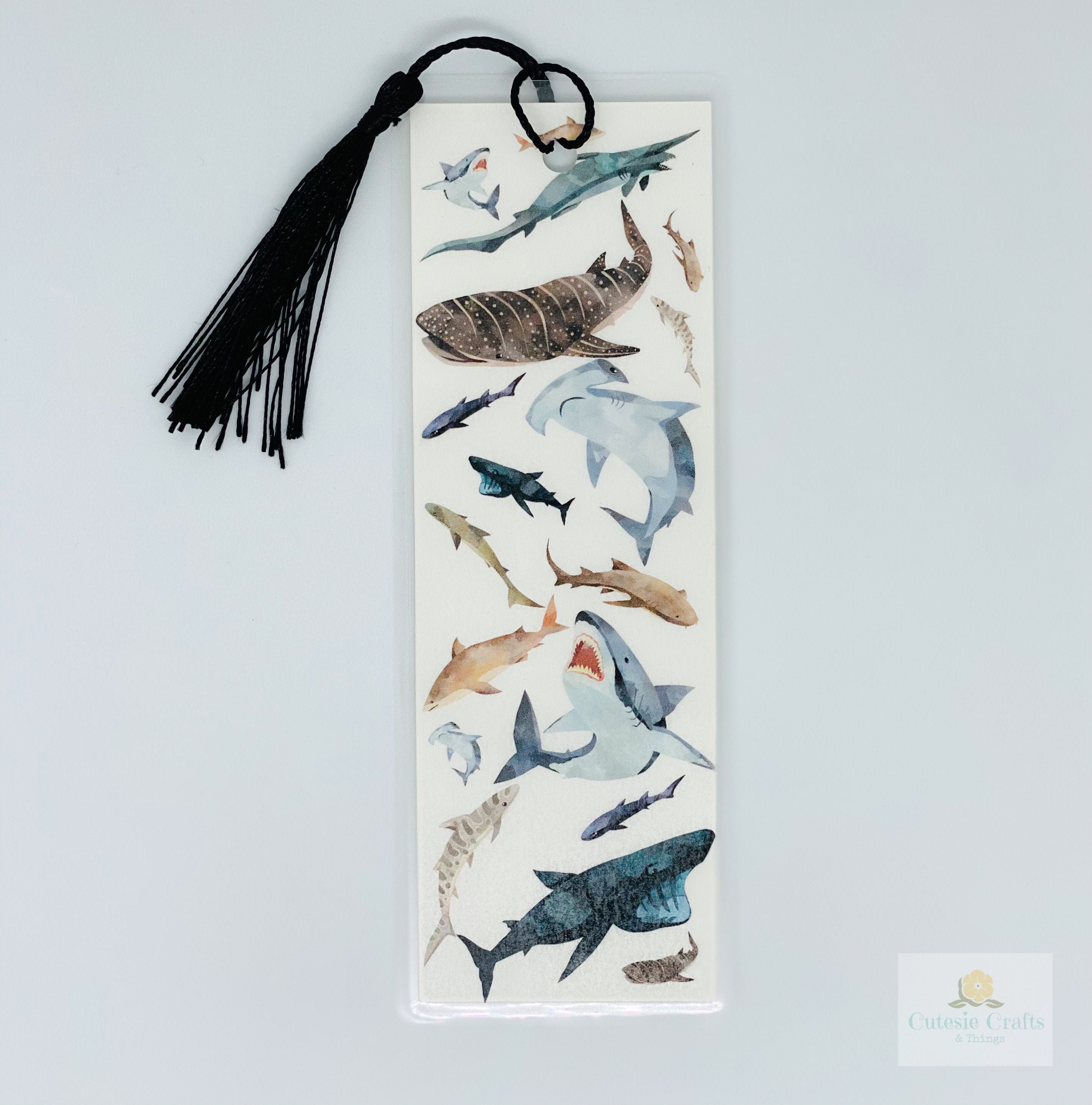 Shark Bookmark Watercolor Sharks Shark Lover Laminated - Etsy Canada