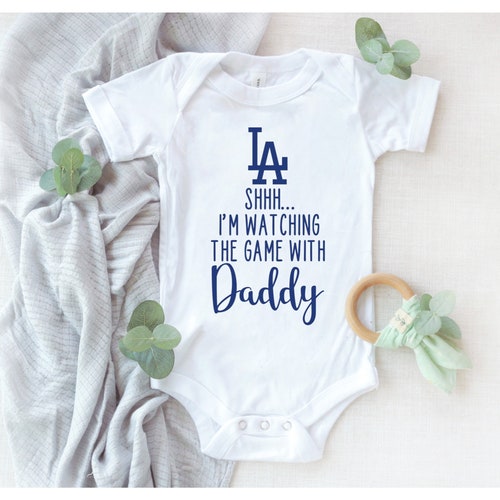 LA Dodgers Watching With Daddy Baby Short Sleeve Bodysuit 