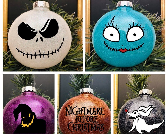Nightmare Before Christmas Glitter Ornaments Jack Etsy
