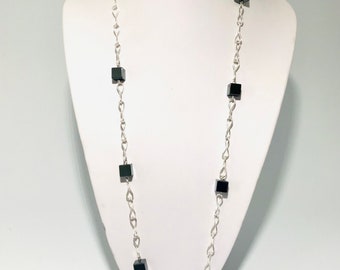 Long Line Necklace, Haematite Sweater Necklace, Gift for a woman, Crystal Necklace