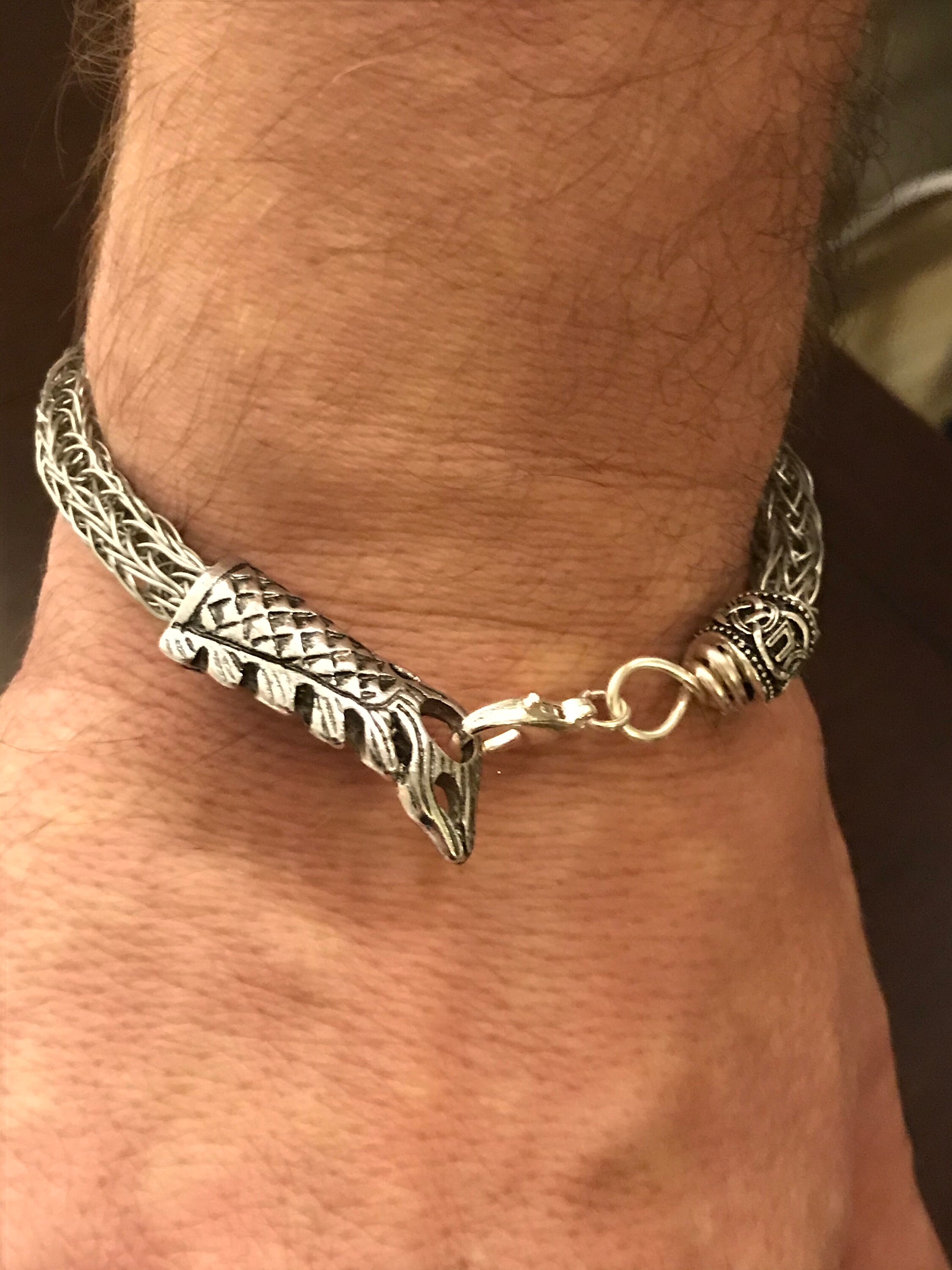 Bracelet for Men Hand Made Viking Knit in Brushed Silver Etsy Canada