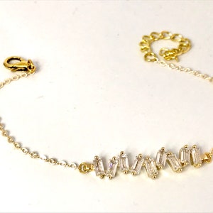 Cubic Zirconia Bracelet with Delicate 24Kt Gold Plated Cable chain