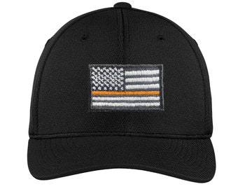 Embroidered Thin Orange Line American Flag - Search and Rescue SAR Flex Fit Baseball Hat