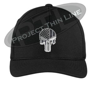 Gedämpfte Punisher Schädel amerikanische Flagge Flex Fit Baseball Cap Hut