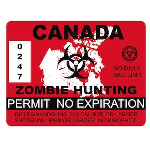 Equipe de resposta a surtos de vinil autoadesivo com adesivo de licença de caça de zumbis do Canadá - VERMELHO