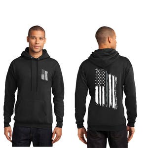 Zerfetzt amerikanische Flagge dünne Silber Linie Korrekturen Offizier Kapuzen Sweatshirt