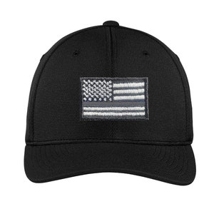 Embroidered Thin Silver Line American Flag Corrections Officer Flex Fit Baseball Hat