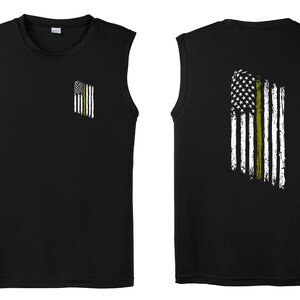 Tattered Thin Gold Line American Flag Performance Moisture Wicking Tank Top - Dispatcher, Dispatchers