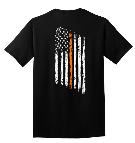 Thin Orange Line Tattered American Flag Search and Rescue Short