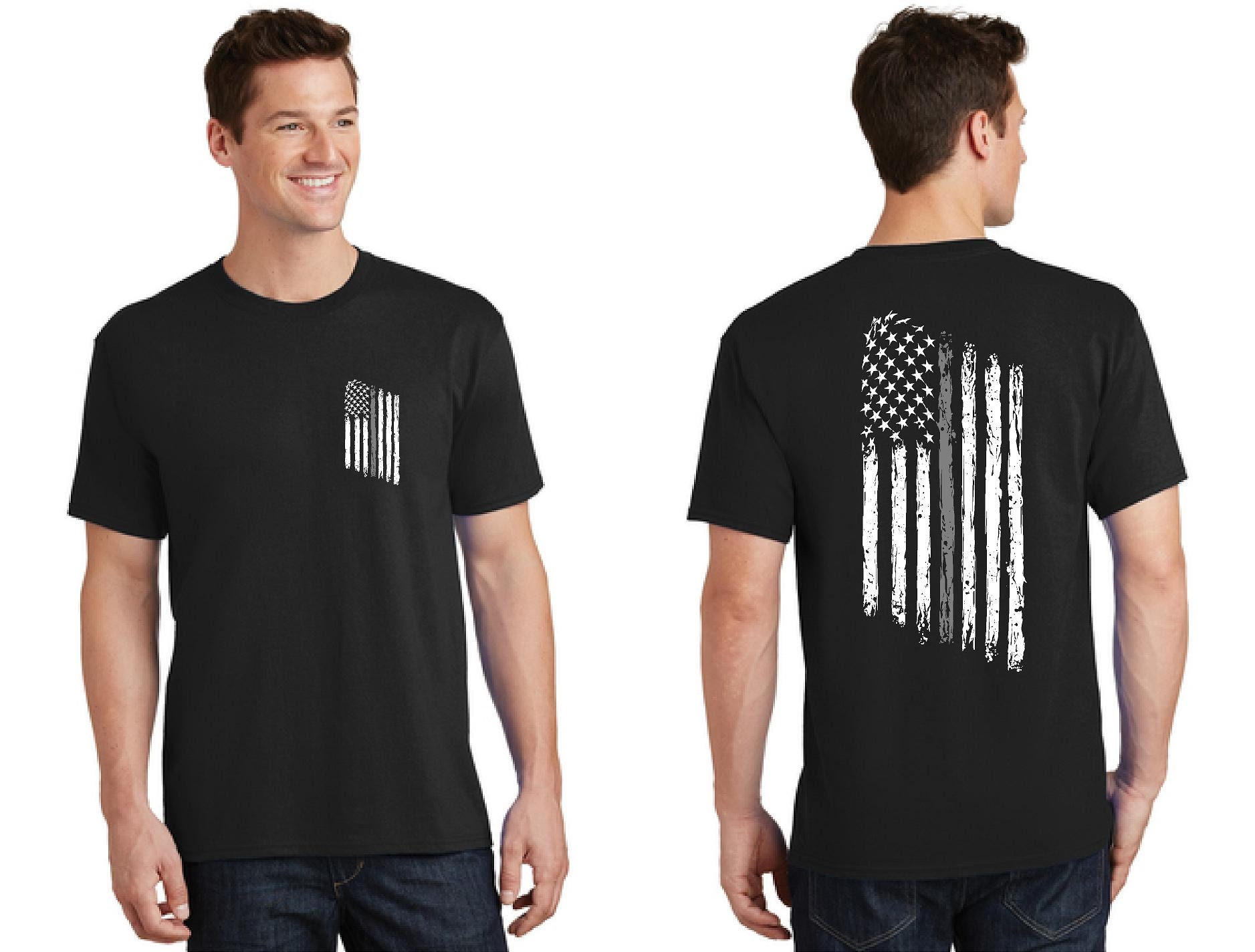 Tattered American Flag Thin Silver Line Corrections Officer