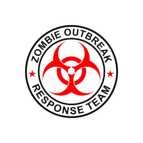 Pack De 2 Autocollants Vinyle Découpés 'Zombie Outbreak Response Team' - 5x5 Pouces