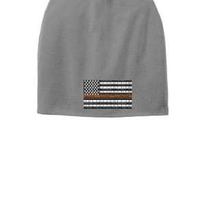 Grey Thin ORANGE Line Flag Slouch Beanie Hat - Search & Rescue