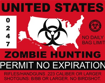 Oregon Zombie Hunting Permit Sticker Decal Vinyl outbreak response team