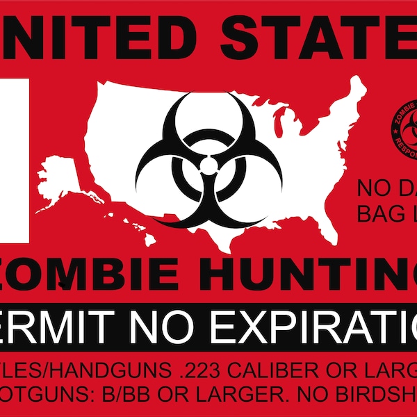 Maryland Zombie Hunting Permit Sticker Decal USA Outbreak Response
