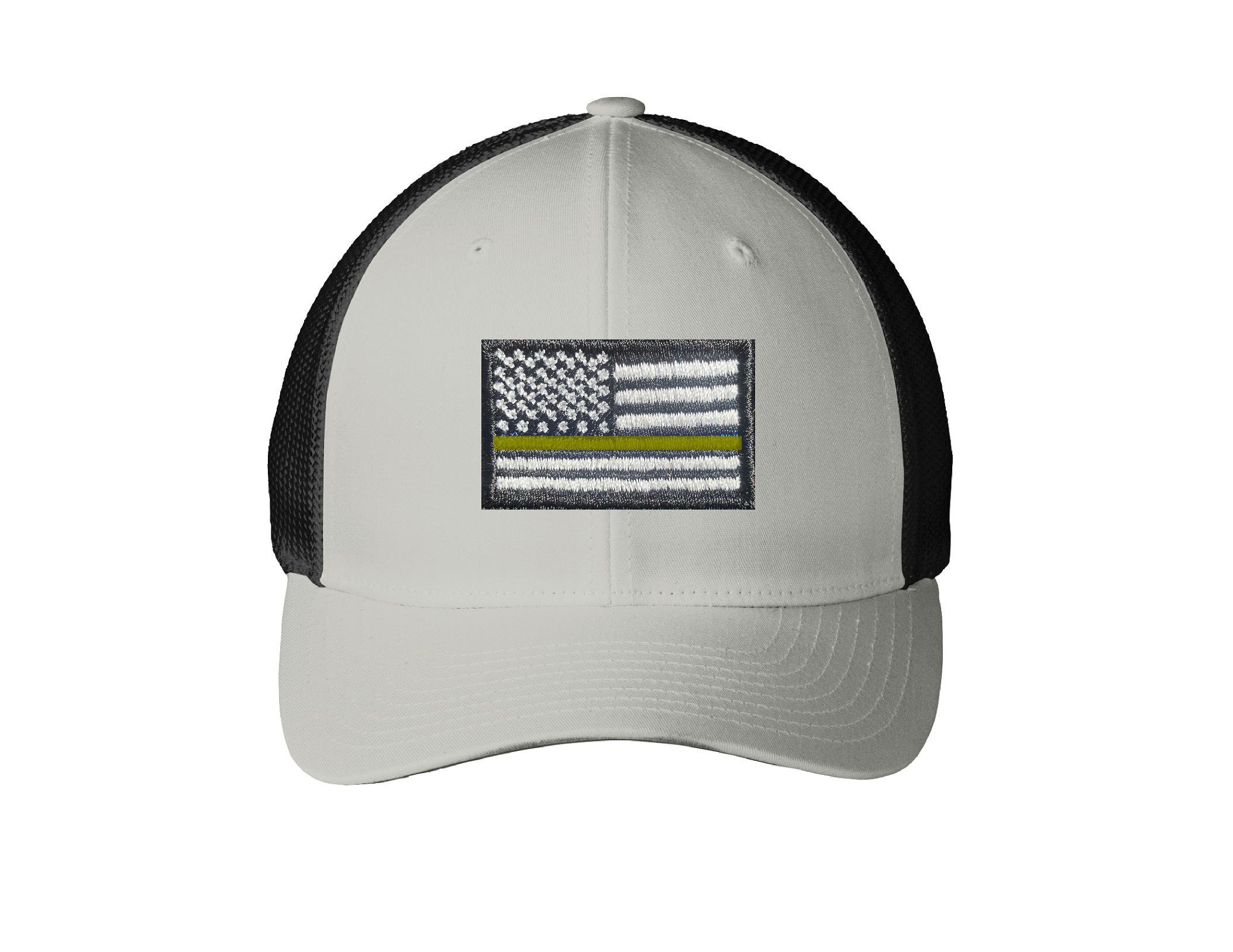 Embroidered Thin Gold Line American Flag Dispatcher Flex Fit Etsy
