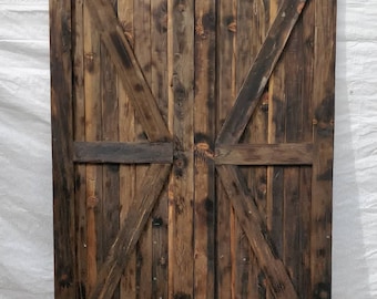 Rustic barn door with chalkboard back