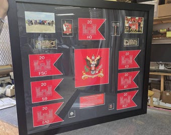 Custom Framed Battalion Colors with Company Guidons